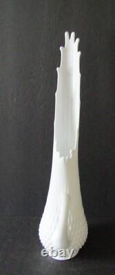 Fenton White Milk Glass Hobnail Swung Pitcher Vase 21 Tall MCM 16 Fingers
