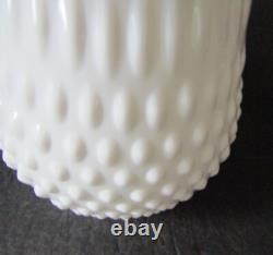 Fenton White Milk Glass Hobnail Swung Pitcher Vase 21 Tall MCM 16 Fingers