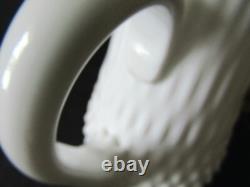 Fenton White Milk Glass Hobnail Swung Pitcher Vase 21 Tall MCM 16 Fingers