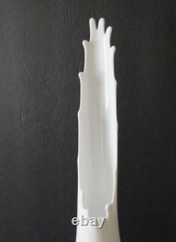 Fenton White Milk Glass Hobnail Swung Pitcher Vase 21 Tall MCM 16 Fingers