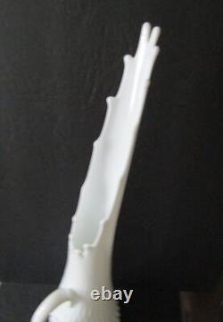 Fenton White Milk Glass Hobnail Swung Pitcher Vase 21 Tall MCM 16 Fingers