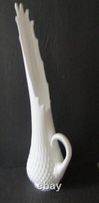Fenton White Milk Glass Hobnail Swung Pitcher Vase 21 Tall MCM 16 Fingers