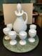 Fenton White Milk Glass Hobnail Wine Set Decanter With Stopper And 6 Goblets