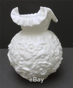 Fenton White Poppy Hurricane Lamp Globe Shade REPLACEMENT Milk Glass