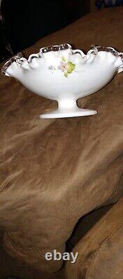 Fenton milk glass ruffled edge vase
