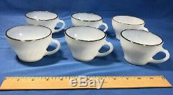 Fire King 86 Piece Set White Swirl Milk Glass with Gold Trim Anchor Hocking Dishes