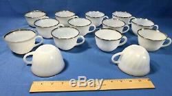 Fire King 86 Piece Set White Swirl Milk Glass with Gold Trim Anchor Hocking Dishes