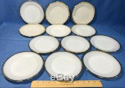 Fire King 86 Piece Set White Swirl Milk Glass with Gold Trim Anchor Hocking Dishes