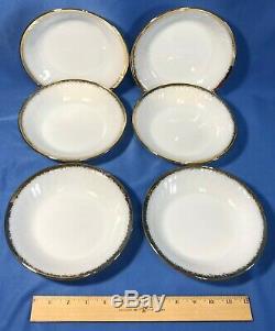 Fire King 86 Piece Set White Swirl Milk Glass with Gold Trim Anchor Hocking Dishes