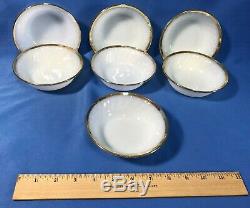 Fire King 86 Piece Set White Swirl Milk Glass with Gold Trim Anchor Hocking Dishes