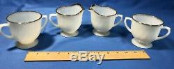 Fire King 86 Piece Set White Swirl Milk Glass with Gold Trim Anchor Hocking Dishes