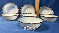 Fire King 86 Piece Set White Swirl Milk Glass with Gold Trim Anchor Hocking Dishes