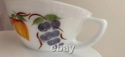Fire King Anchor Hocking GAY FAD FRUITS Painted Milk Glass MIXING BATTER BOWL