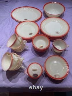 Fire King Anchor Hocking Ivory Swirl Sunrise Service For Six