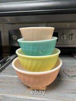 Fire King / Anchor Hocking Rainbow Swirl Mixing Bowls Set