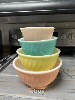 Fire King / Anchor Hocking Rainbow Swirl Mixing Bowls Set