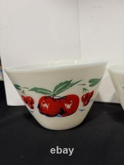 Fire-King Apple Mixing Bowl Set of 5. Vintage Anchor Hocking Milk Glass