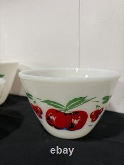 Fire-King Apple Mixing Bowl Set of 5. Vintage Anchor Hocking Milk Glass