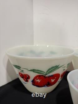 Fire-King Apple Mixing Bowl Set of 5. Vintage Anchor Hocking Milk Glass