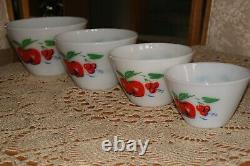 Fire King Apples And Cherries 4 piece Bowl Set Great