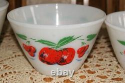Fire King Apples And Cherries 4 piece Bowl Set Great