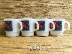 Fire King Denim Blue Jeans USA Milk Glass Mugs Anchor Hocking Vintage Original