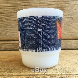 Fire King Denim Blue Jeans USA Milk Glass Mugs Anchor Hocking Vintage Original