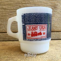 Fire King Denim Blue Jeans USA Milk Glass Mugs Anchor Hocking Vintage Original