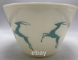 Fire King Gazelle Bowl Turquoise 9.5 MCM Tapered Splash Proof Mixing Vintage