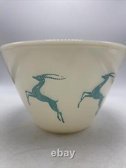 Fire King Gazelle Bowl Turquoise 9.5 MCM Tapered Splash Proof Mixing Vintage