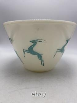 Fire King Gazelle Bowl Turquoise 9.5 MCM Tapered Splash Proof Mixing Vintage