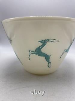 Fire King Gazelle Bowl Turquoise 9.5 MCM Tapered Splash Proof Mixing Vintage