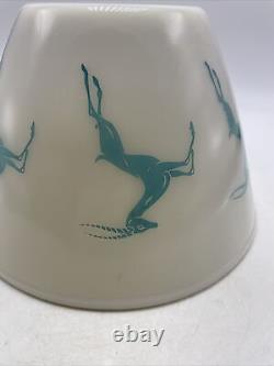 Fire King Gazelle Bowl Turquoise 9.5 MCM Tapered Splash Proof Mixing Vintage