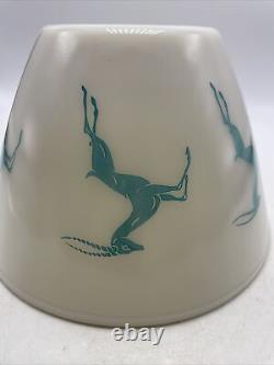 Fire King Gazelle Bowl Turquoise 9.5 MCM Tapered Splash Proof Mixing Vintage