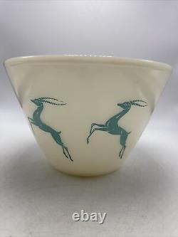 Fire King Gazelle Bowl Turquoise 9.5 MCM Tapered Splash Proof Mixing Vintage