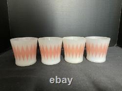 Fire King Glass Bake Pink Diamond Mug Set Of Four