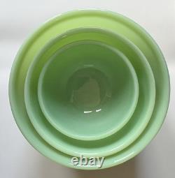 Fire-King Jadeite Green Milk Glass 3-Piece Stackable Nesting Bowl Set 7, 6, 5 in