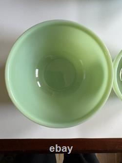 Fire-King Jadeite Green Milk Glass 3-Piece Stackable Nesting Bowl Set 7, 6, 5 in