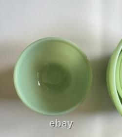 Fire-King Jadeite Green Milk Glass 3-Piece Stackable Nesting Bowl Set 7, 6, 5 in