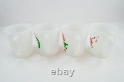 Fire King Merry Christmas Holiday Milk Glass D Handle Mug Set Of 4