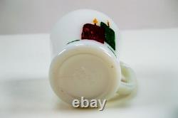 Fire King Merry Christmas Holiday Milk Glass D Handle Mug Set Of 4
