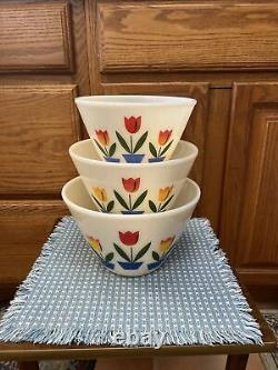 Fire King Tulip Mixing Bowl Set 4.75, 5.25, 5 7/8