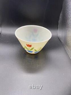 Fire King Tulip Mixing Bowl Set 4.75, 5.25, 5 7/8 Damage To Middle Bowl