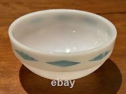 Fire King Turquoise Diamond Harlequin 6 X 3 Mixing Bowl Made In USA Blue