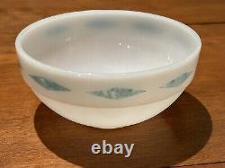 Fire King Turquoise Diamond Harlequin 6 X 3 Mixing Bowl Made In USA Blue