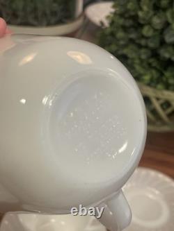 Fire King White Swirl Milk Glass Cup and Saucer Set Of 6 + 2 Extra Saucers