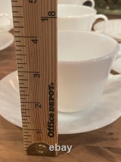 Fire King White Swirl Milk Glass Cup and Saucer Set Of 6 + 2 Extra Saucers