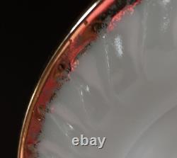 FireKing White Swirl Milk Glass Dishes withGold Trim. 6 Bowls, 6 Saucers, 8 Plates