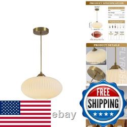 Flyrose FP2136-G Antique Brass Milk Glass White Globe Large Pendant Light