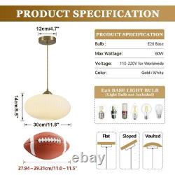 Flyrose FP2136-G Antique Brass Milk Glass White Globe Large Pendant Light